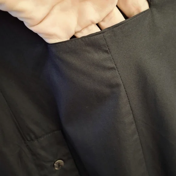 Matthildur Womens Black Pima Cotton Long Sleeve Button Down High Low Blouse Sz 2 - Picture 7 of 12